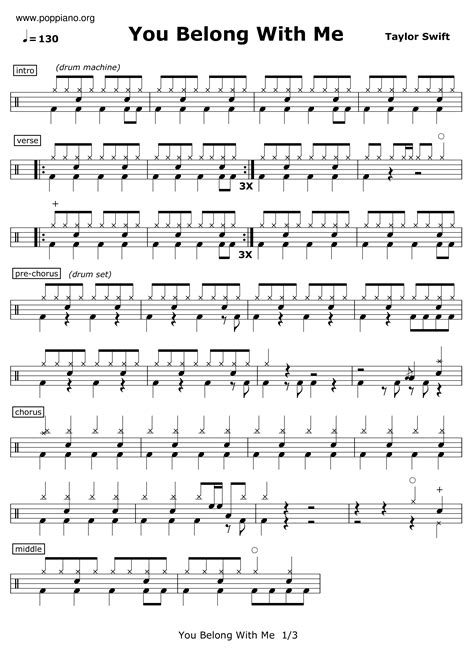 Taylor Swift Drum Tabs .